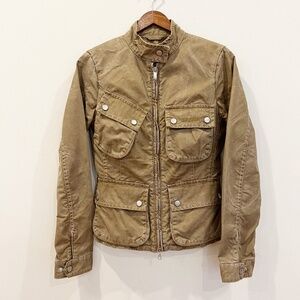 Brema Womens Motorcycle Jacket 42 Small Tan Beige Country Utility Outdoor Cargo